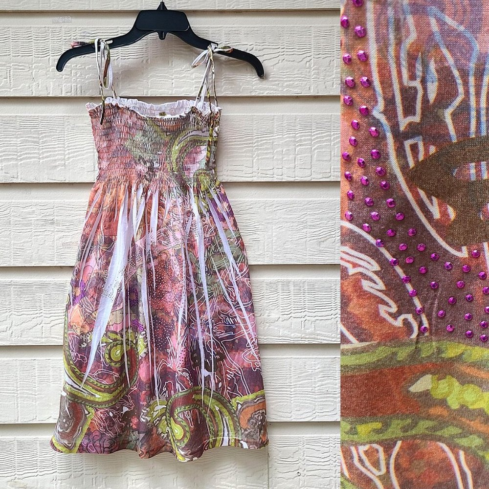 Tattoo Tattoo by Free Spirit Women's Mini Dress Summer Spaghetti Straps Size M